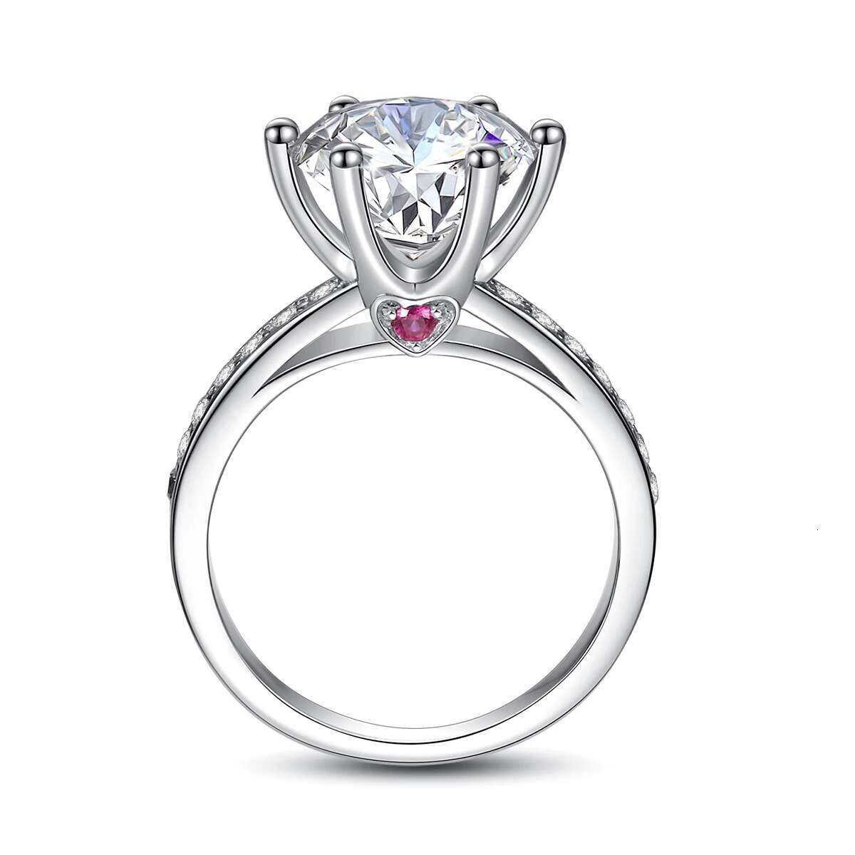 High Quality D Color 4ct Moissanite Ring For Women Engagement Gift Solid 925 Sterling Silver Round Cut Diamond Jewelry Wholesale