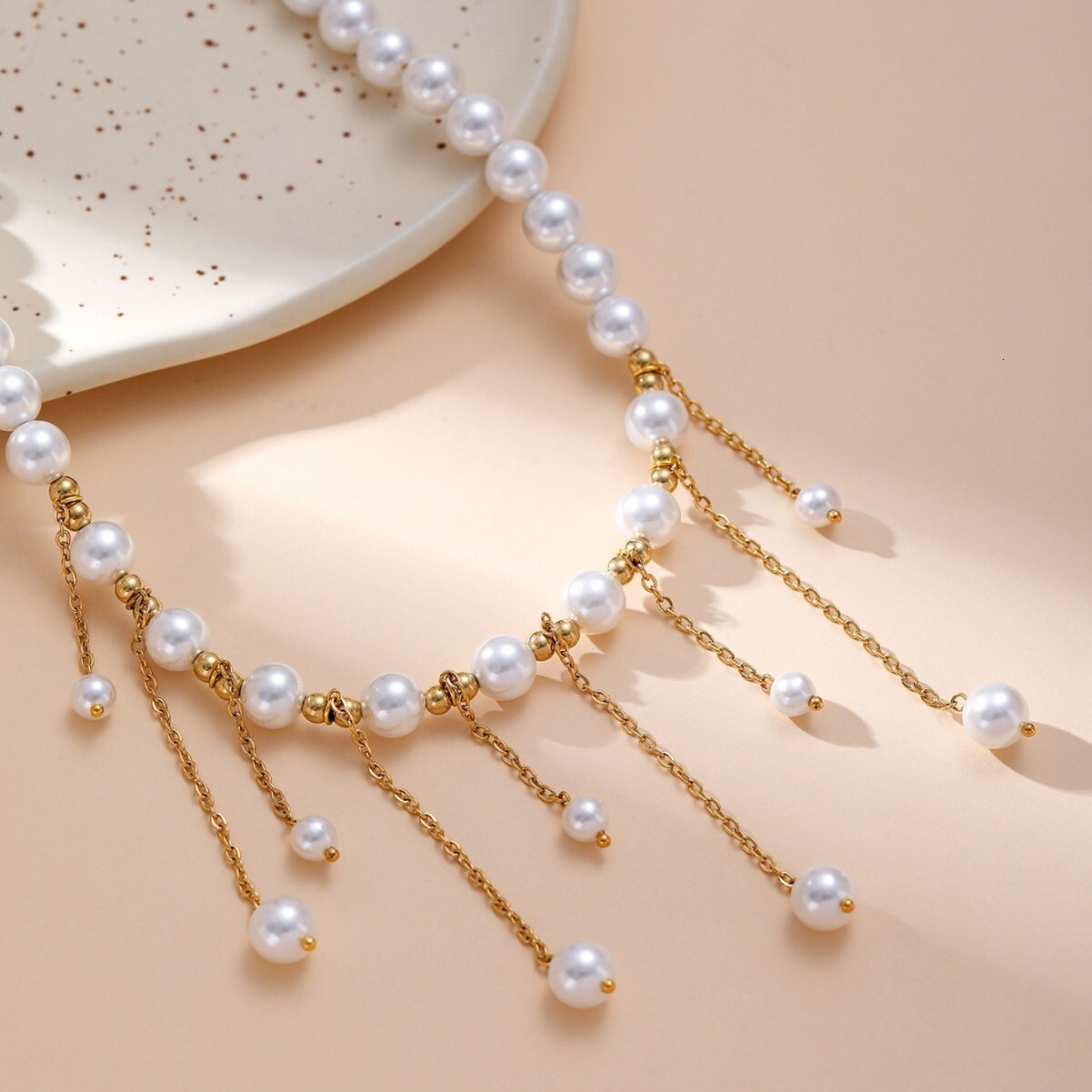 Pearl Necklace for Women Long Chain Tassel Fashion New Design Women's Jewelry