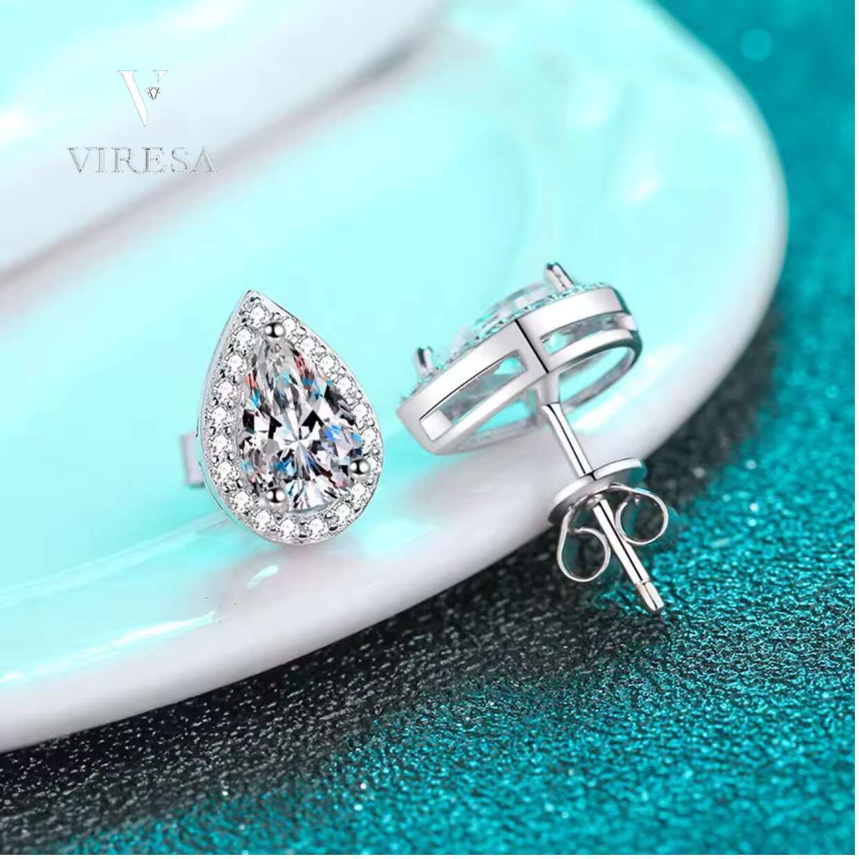 Elegant Womens Sterling Silver Moissanite Stud Earrings Gift Jewelry
