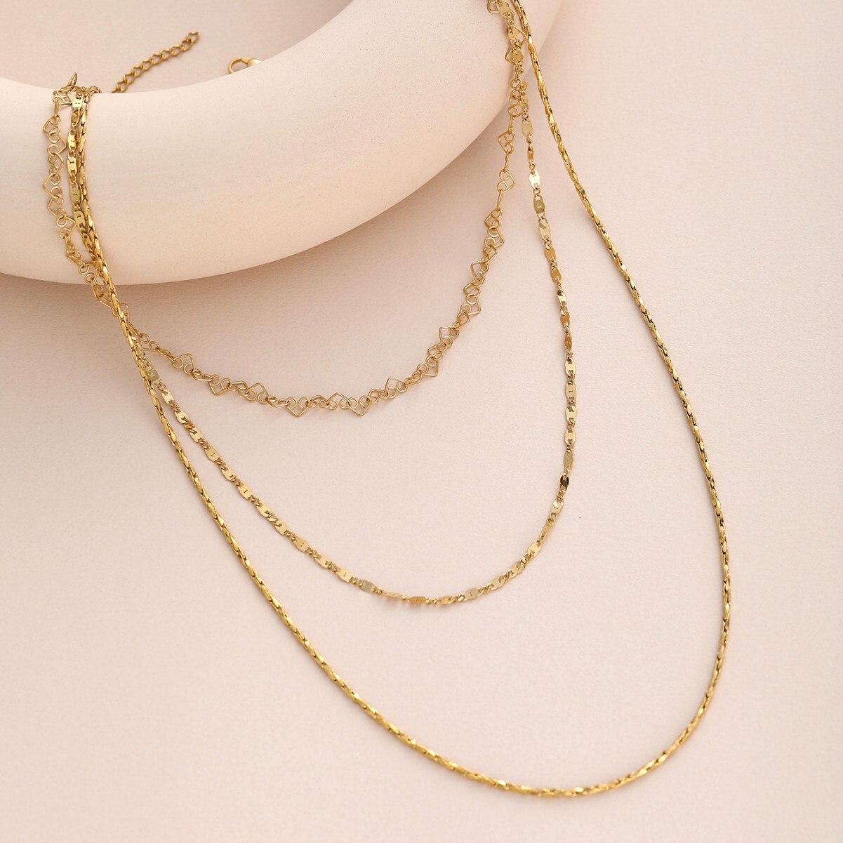Style Stainless Steel Necklace Non-Fading Women Layered Three-Layer Plain Summer New Clavicle Chain Jewelry