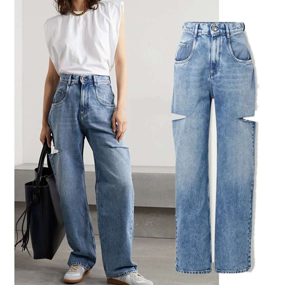 Dave&Di Summer British Street Retro Loose With High Waist Wide Legs Broken For Women Boyfriend Style Mom Jeans