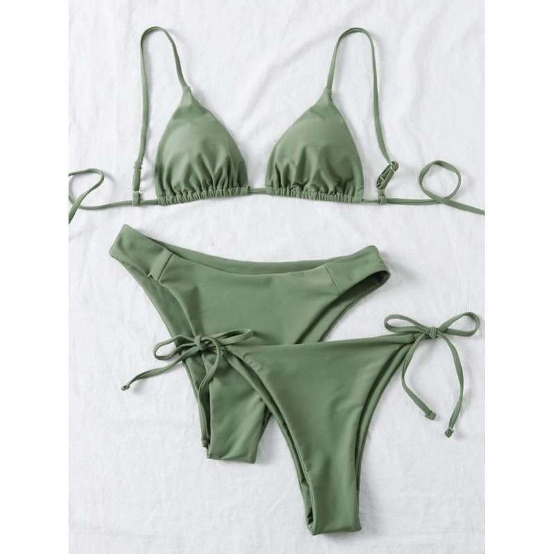 Mingyi's popular multi-color solid color split three-piece set European and American bikini swimsuit women's 2025 new casual versatile fashi