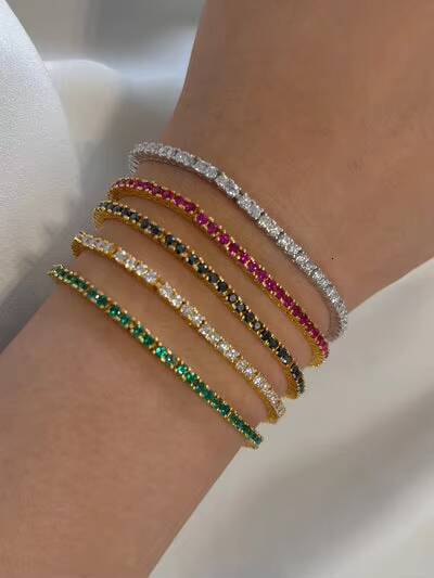 Gold-Plated Silicone 2mm 3mm 4mm 5mm Sterling Sier Women's Fashion Tennis Bracelet