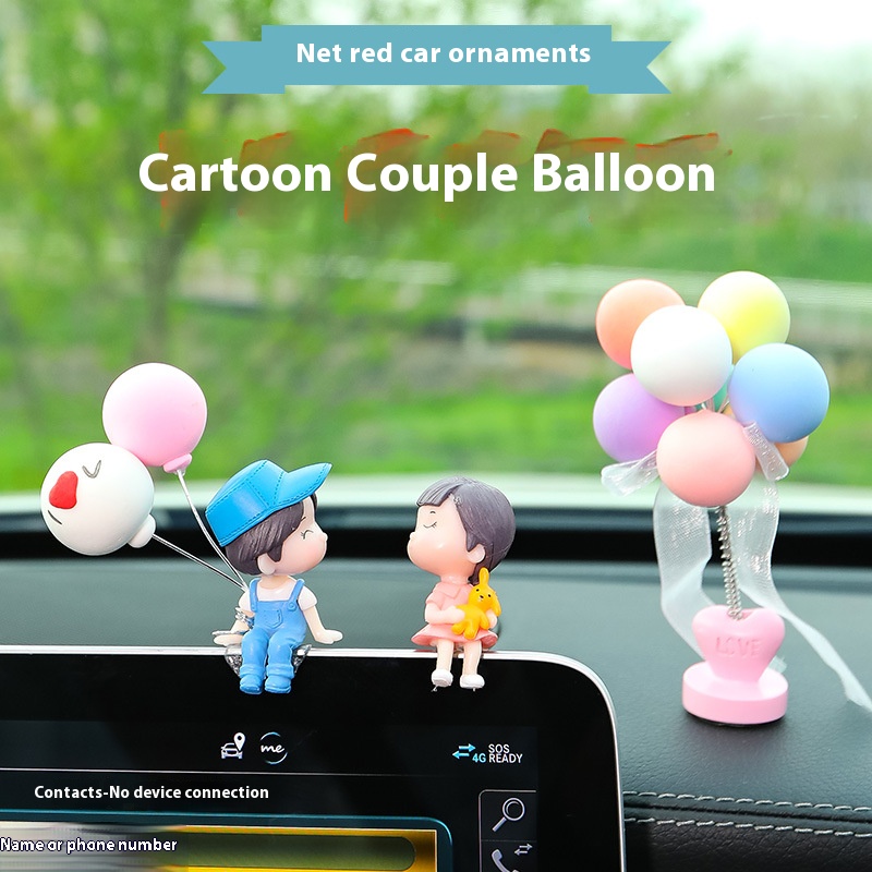Car Ornament Cute Couple Car Dashboard Ornament Romantic Auto Interior Decor with Balloons Love Gift Dashboard Decoration for Valentine's Gift