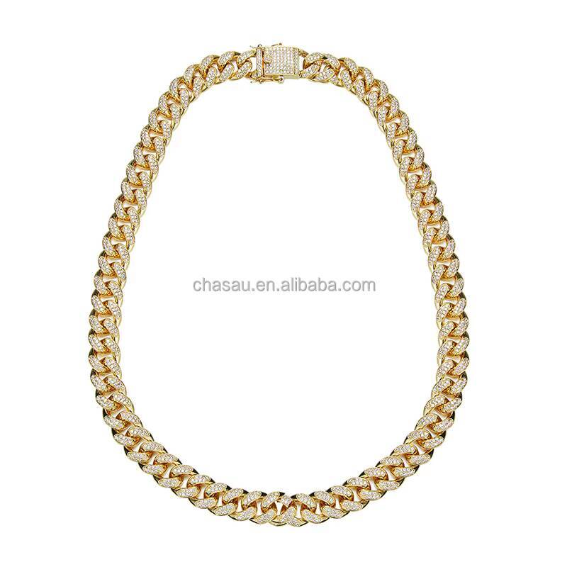 Hip hop jewelry design heavy ordinary containment cubic zirconia hip-hop popular men's necklace Cuban chain