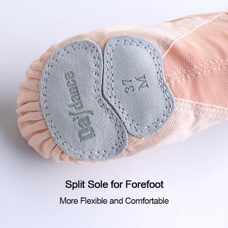 Professional Ballet Shoes Soft Three Split Sole Women Girls Ballerina Dance Shoes Stretch Fabric Mesh Splice Ballet Slippers 250528