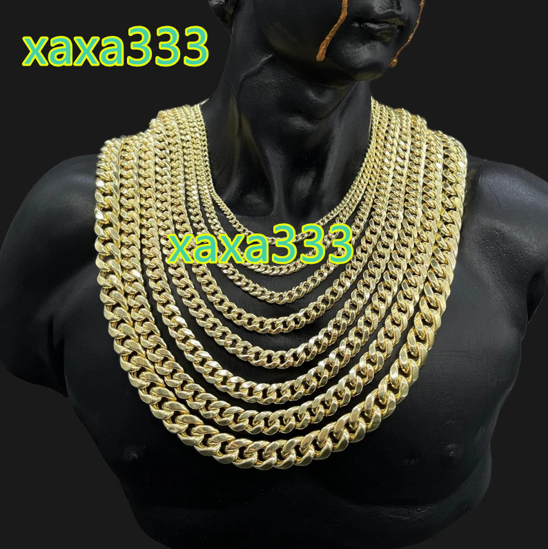 Hip Hop 8mm 10mm 12mm Cuban Link Chain 925 Silver Miami Monaco Chain Gold Plated Cuban Link Chain