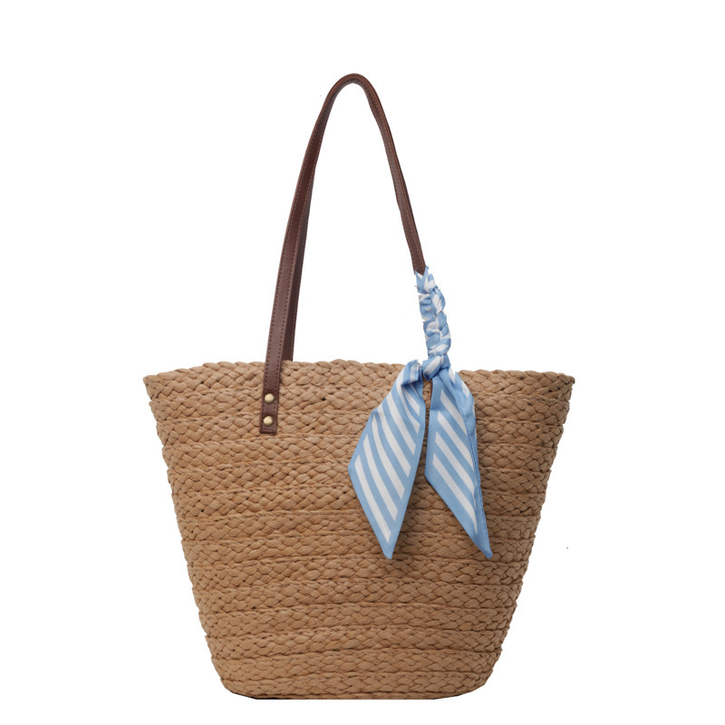 designer Straw Woven Tote Bag for Women Large Capacity 2025 New Vacation Beach Bag Woven Bucket Bag Basket Commuter Bag