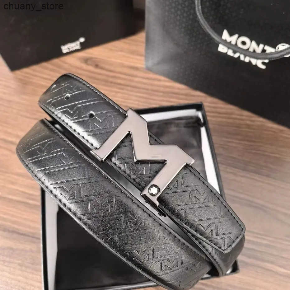 New Big M Automatic Buckle Men Belt Fashionable Letter Buckle Waist Belt Business Casual Leather Belt Genuine Suit Belt z250602