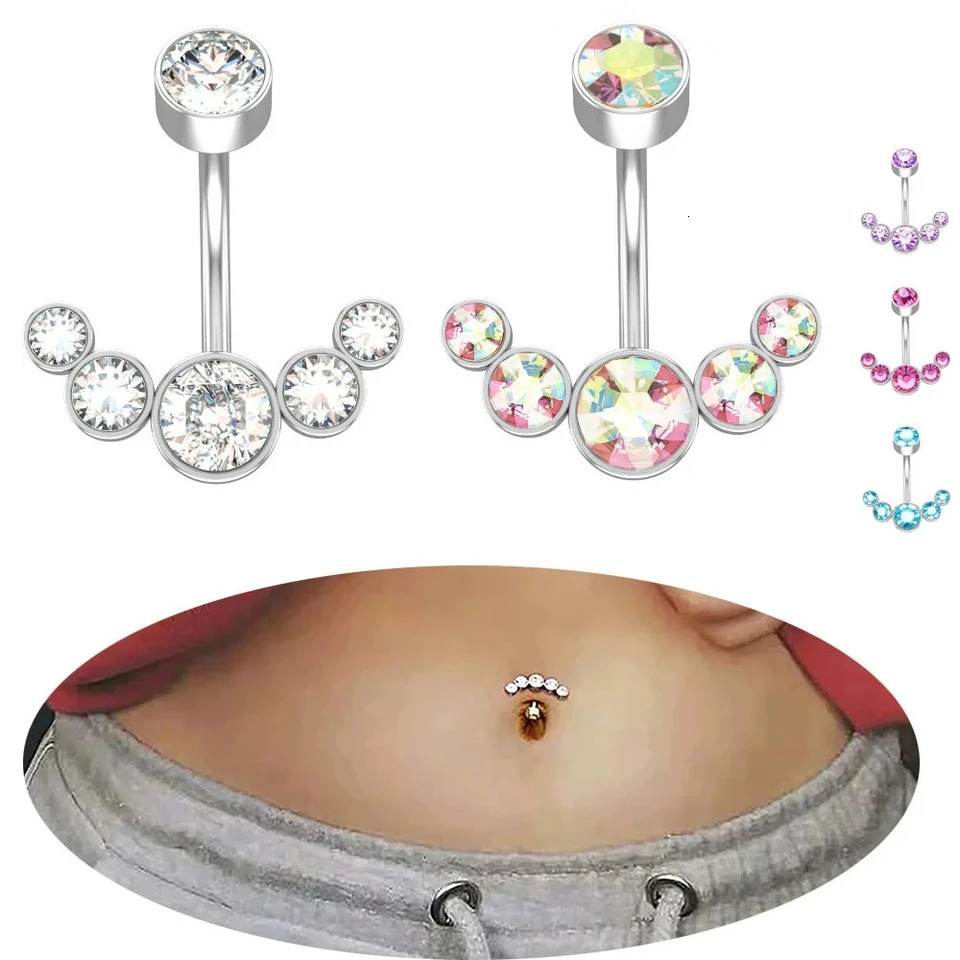 1PC Fashion Internal Thread Stainless Steel Navel Piercing Rings Crystal Sexy Belly Button Bars Body Jewelry for Women 250530