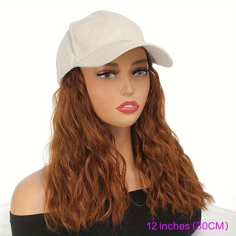 Hat Wig for Women Short Wave Baseball Cap Wig with Curly Synthetic Hair Extensions Adjustable Brown Black Baseball Hat Wig 250530