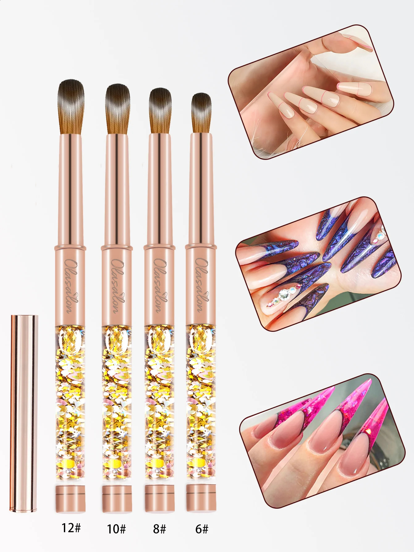 Olasalon 100% Kolinsky acrylic nail brush acrylic nail brush for manicure glittery with metal handle comfortable and durable 250528