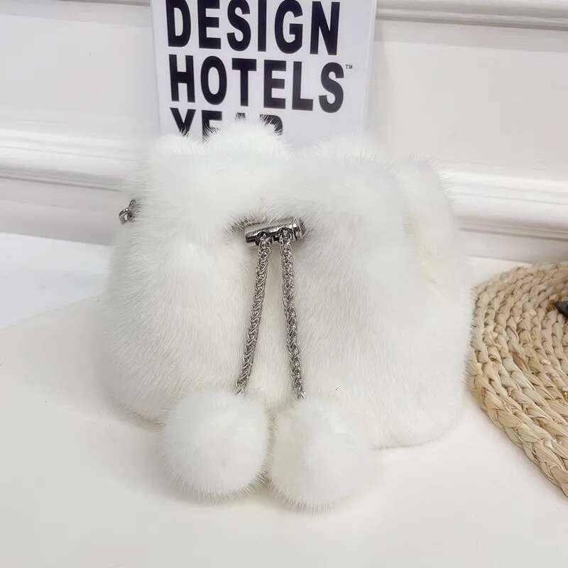 Autumn Winter Women's Handbag Mink Soft Bucket Lady Purse Evening Clutch Female Shoulder Crossbody Bag