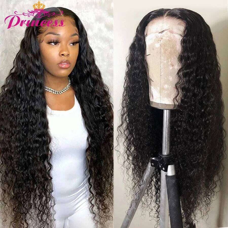 Princess 13x4/13x6 HD Transparent Front Human Wigs PrePlucked Brazilian Deep Wave Lace Frontal Wig with Baby Hair