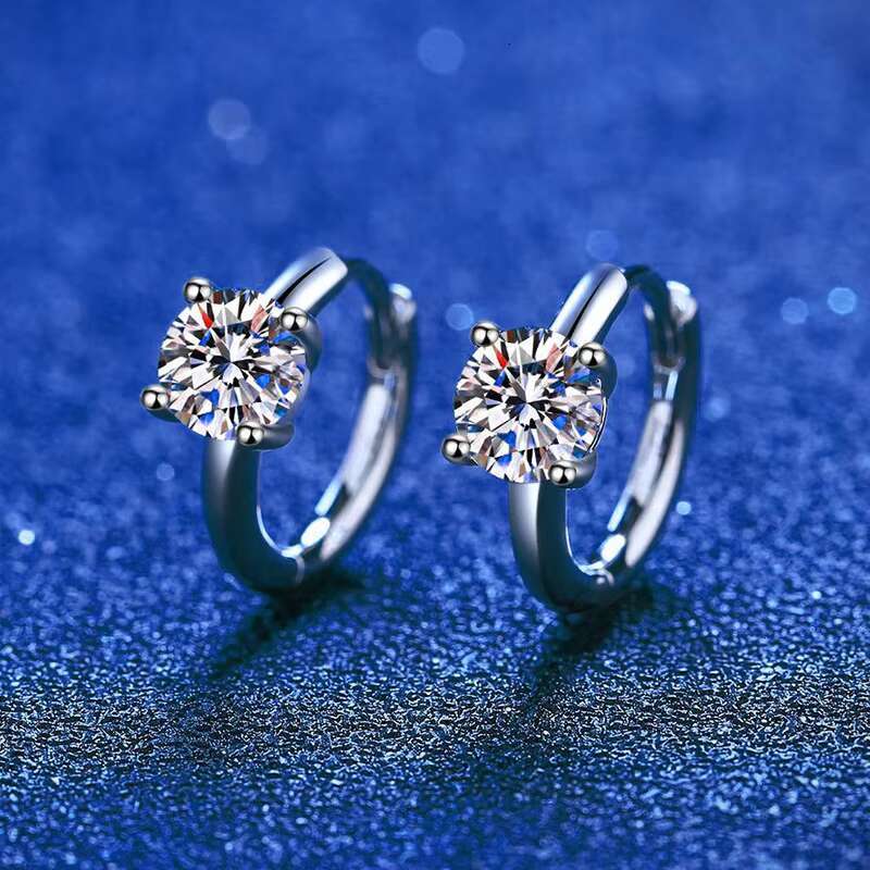 Exquisite GRA Moissanite Jewelry 925 Sterling Silver Round Cut Moissanite Hoop Earrings for Women Jewelry 0.5ct/1ct