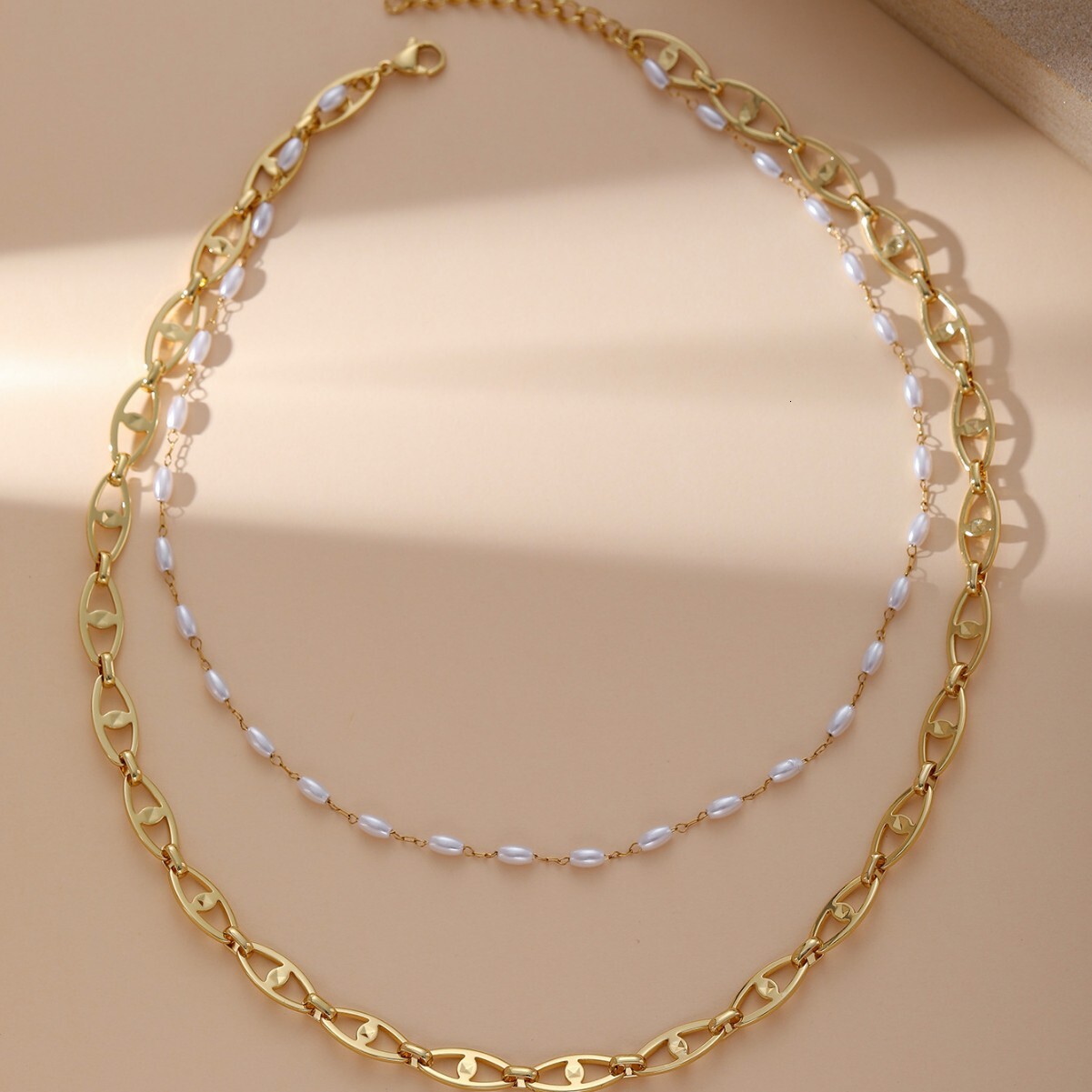 Fashion Style Titanium Beveled Edge Herringbone Stainless Steel Women's Simple Necklace Jewelry Chain