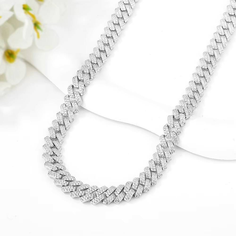 Fine jewelry necklace design popular hip-hop style pure sier Cuban chain
