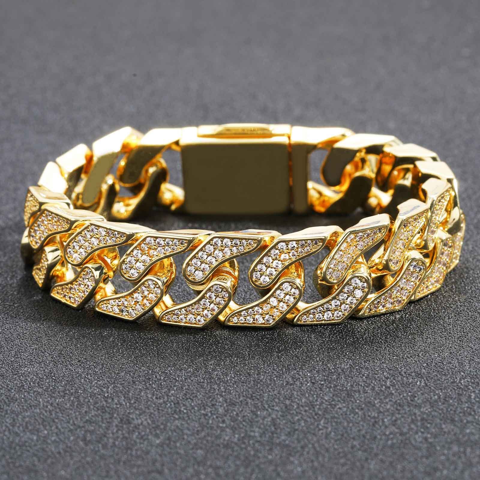 Hip Hop Bracelet 16mm Cuban Chain Geometric Full Moissanite Mens Personalized Hip Hop Jewelry moissanite
