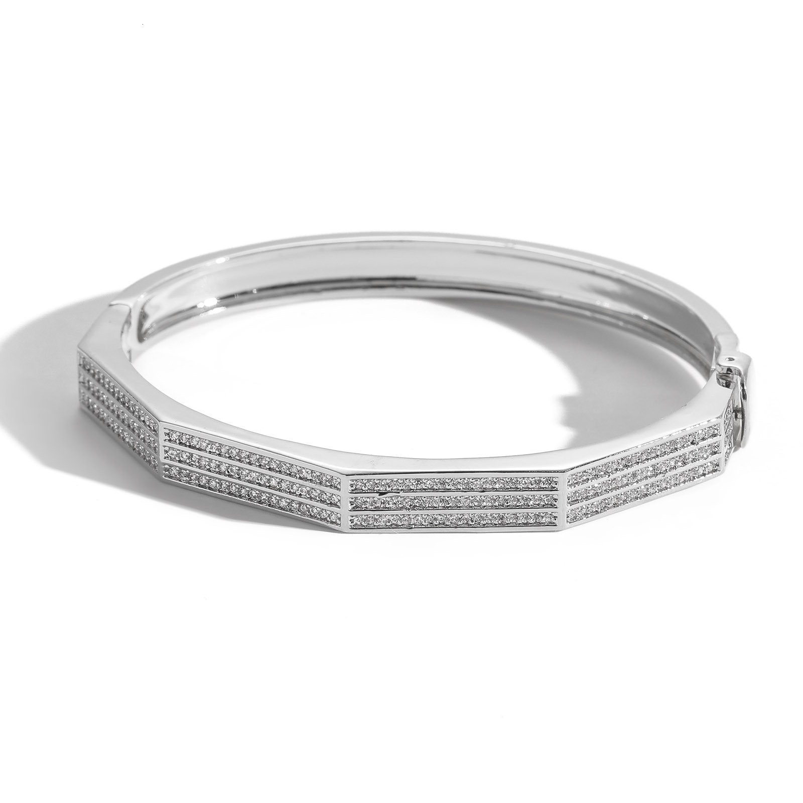 New Geometric Moissanite Bracelet Simple Three Rows of Moissanite Personalized Bracelet Womens Trend Personalized Hip Hop Accessories moissanite