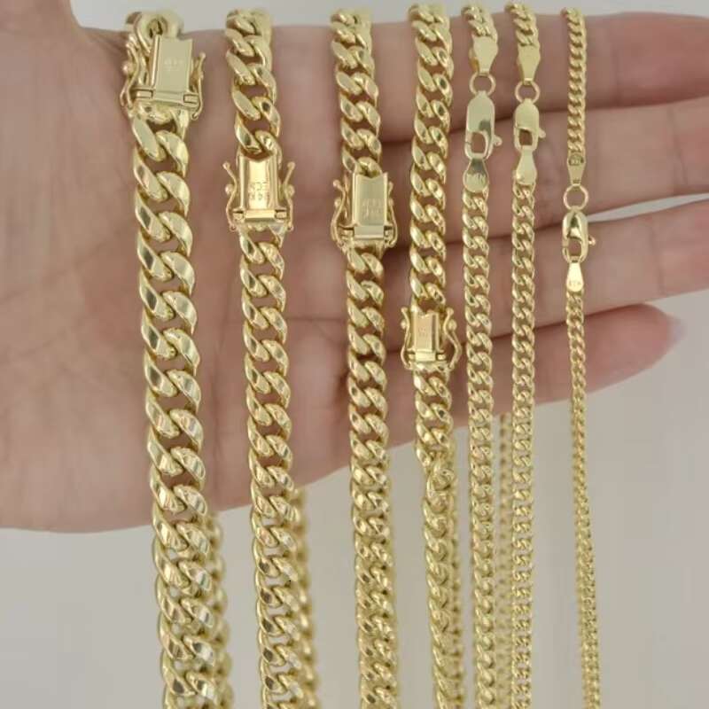 Hip Hop 8mm 10mm 12mm Cuban Link Chain 925 Silver Miami Monaco Chain Gold Plated Cuban Link Chain