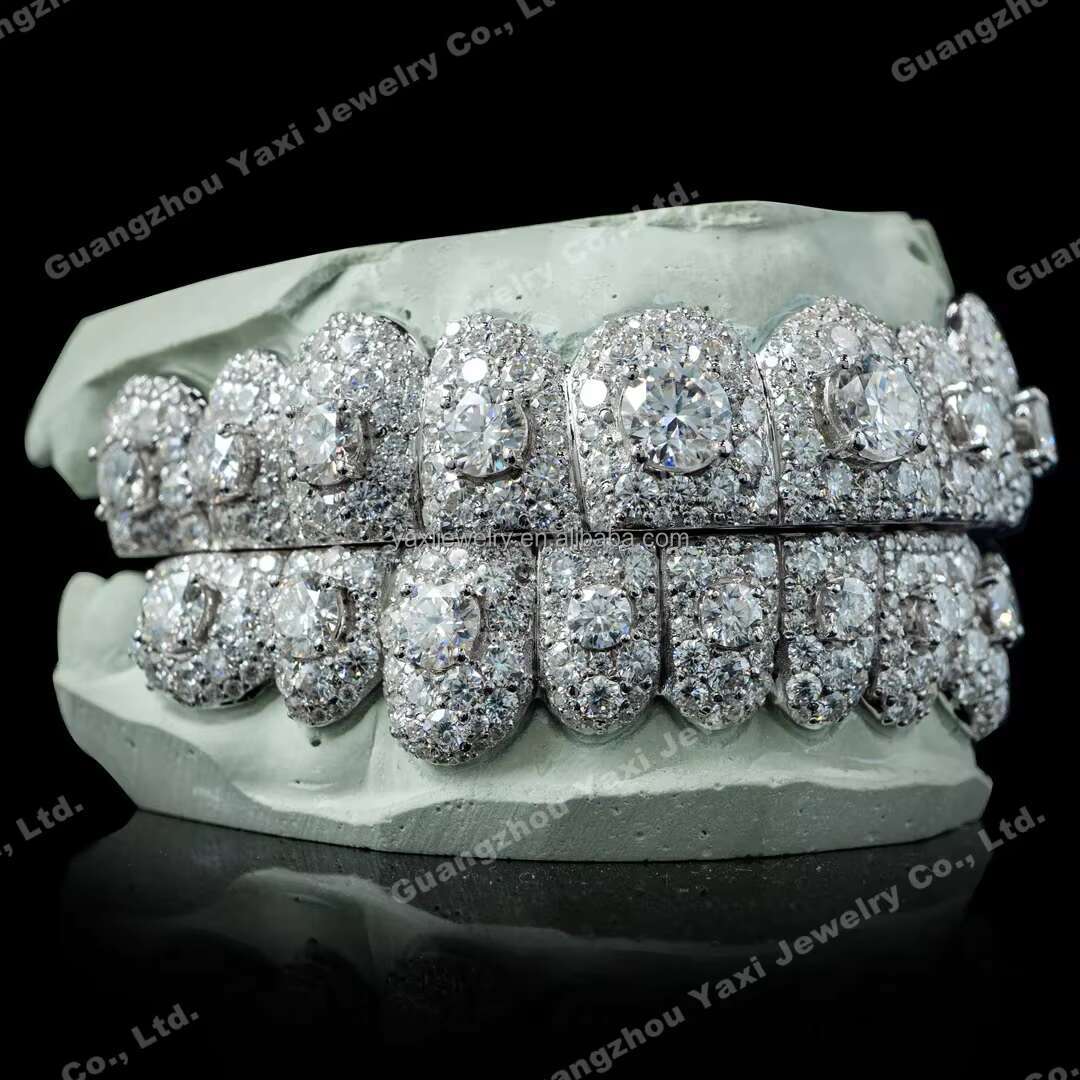 Custom S925 Silver 10K 14K 18K Solid Gold Deep Cut Iced Out VVS Moissanite Lab Natural Diamond Teeth Grillz for Men Women
