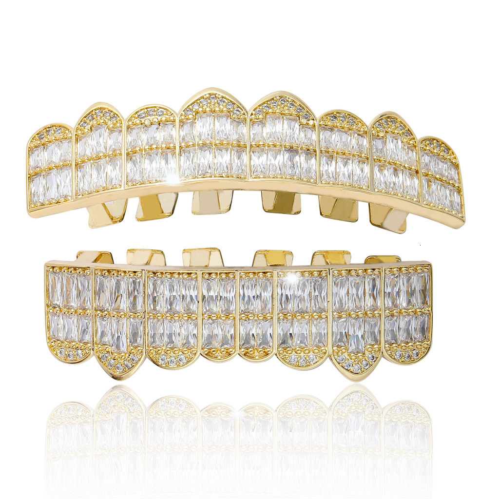 Hip hop micro inlaid Moissanite 8 teeth braces moissanite