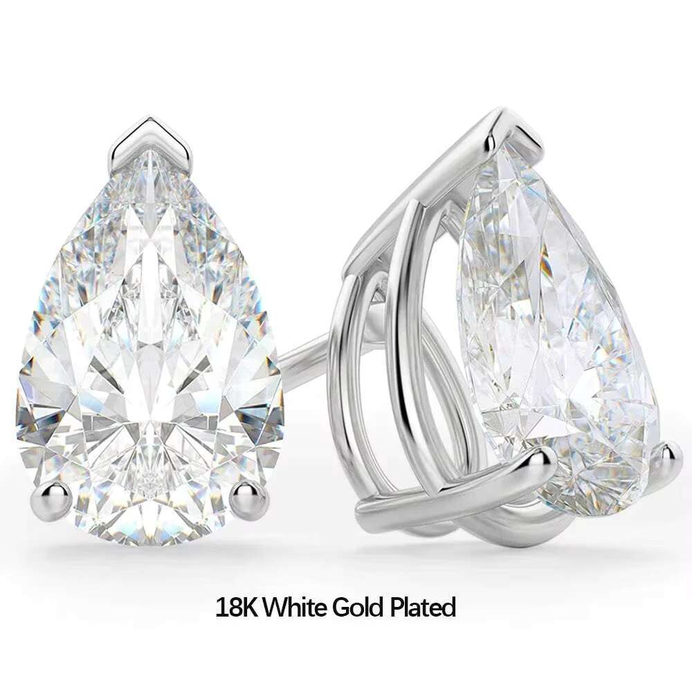 Pear 5*8 Simulate Moissanite Gemstone Ear Studs White Gold 100% 925 Sterling Silver Earrings Fine Jewelry Wholesale