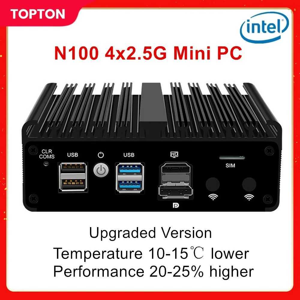 Topton Industrial Computer Intel N100 Fanless Mini PC 4 LAN i226-V 2.5G Firewall Soft Router N5105 N6210 NVMe Proxmox pfSense X250602