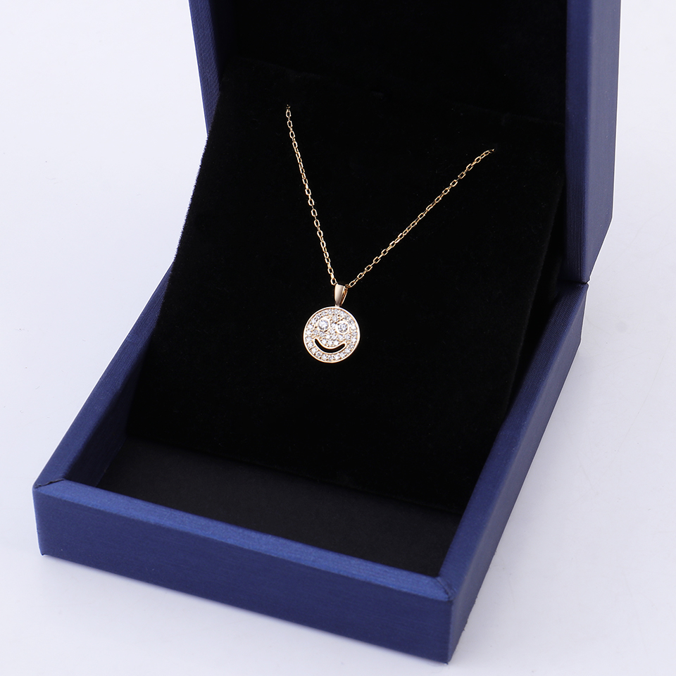 Provence Jewelry Custom Happy Smiley Face DEF VVS Lab Grown Diamond Hip-Hop Pendant Funny Face With White Yellow Rose 10k 14k 18k Solid Gold Options