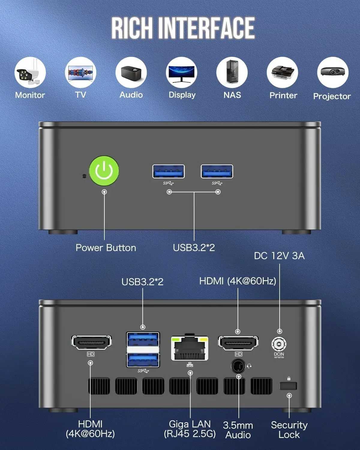 GMKtec G3 Plus Latest Twin Lake N150 Mini PC DDR4 3200MHz NVMe SSD WiFi6 BT5.2 Windows 11 Pro 2.5G RJ45 Desktop Office Computer X250602