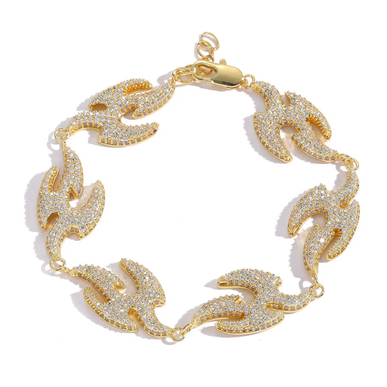 Hip hop accessories mens and womens new Feiyan bracelet micro inlaid Moissanite geometric irregular swallow bracelet accessories moissanite