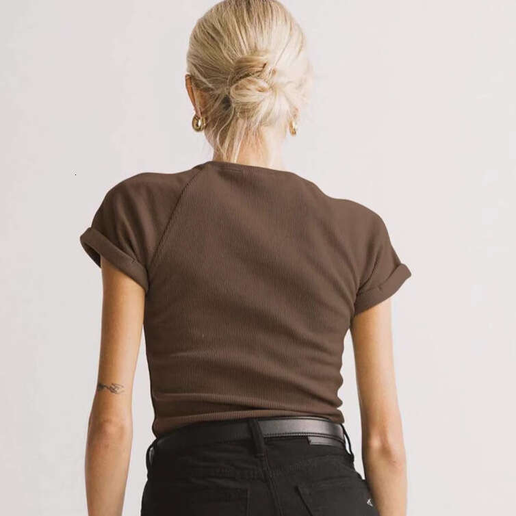 New Round Neck Versatile Short Spring Summer Knit T-Shirt Y2K Raglan Sleeve Top