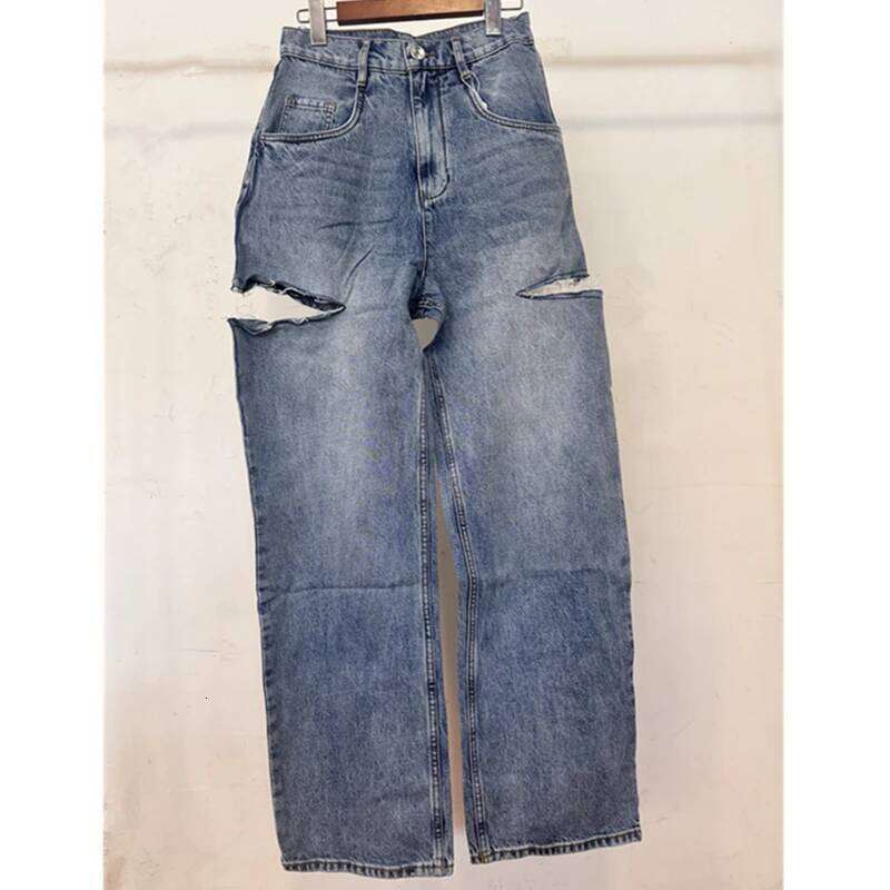Dave&Di Summer British Street Retro Loose With High Waist Wide Legs Broken For Women Boyfriend Style Mom Jeans