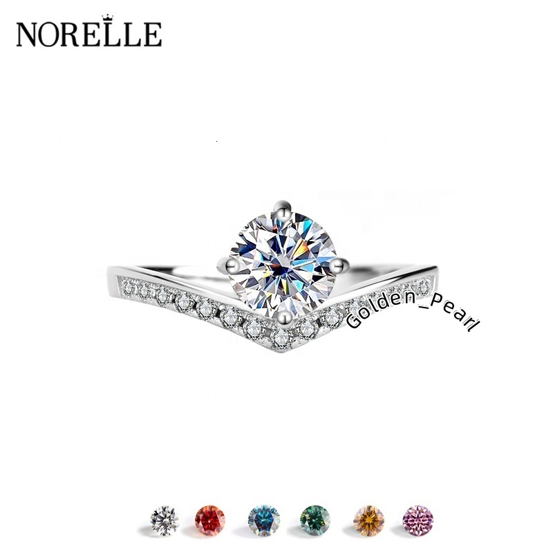 Luxurious 1CT Bright Cut Adjustable Curved Fine Jewelry Wedding Ring S925 Pure Silver Moissanite Diamond Ring for Women