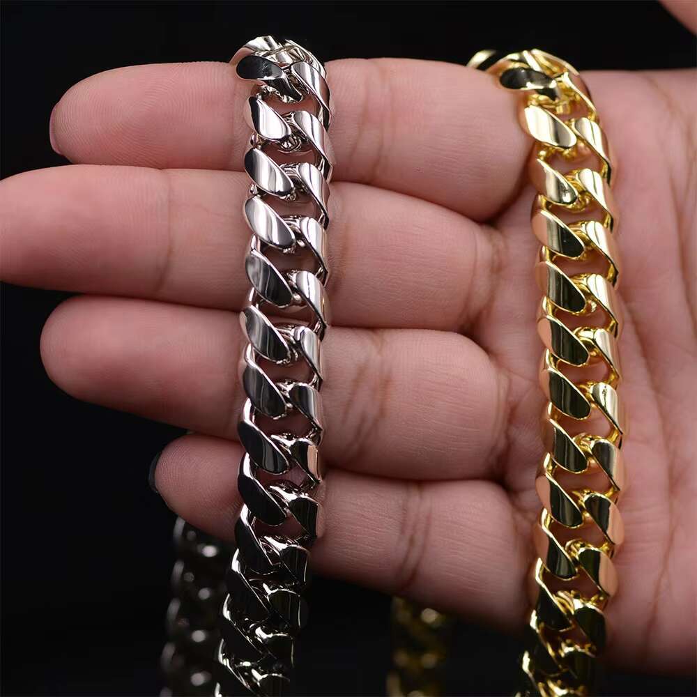 Custom 14K Gold Cuban Link Chain Necklace 12mm Hip Hop Jewelry Mens Gold Chain 18 20 22 Mens Choker Thick Gold Plated Chains