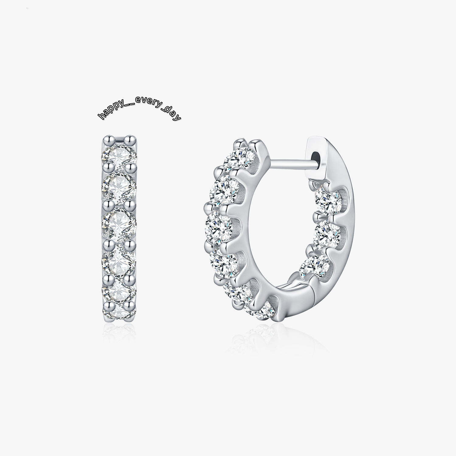 925 Sterling Silver Fashion Dazzling Round Moissanite Hoop Earrings for Women Daily OL Fine Jewelry Accessories