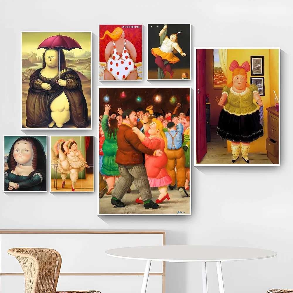 Famous Fernando Botero Dacing Anime Posters Sticky HD Quty Wall Art Retro Posters for Home Kawaii Room Decor Y250602