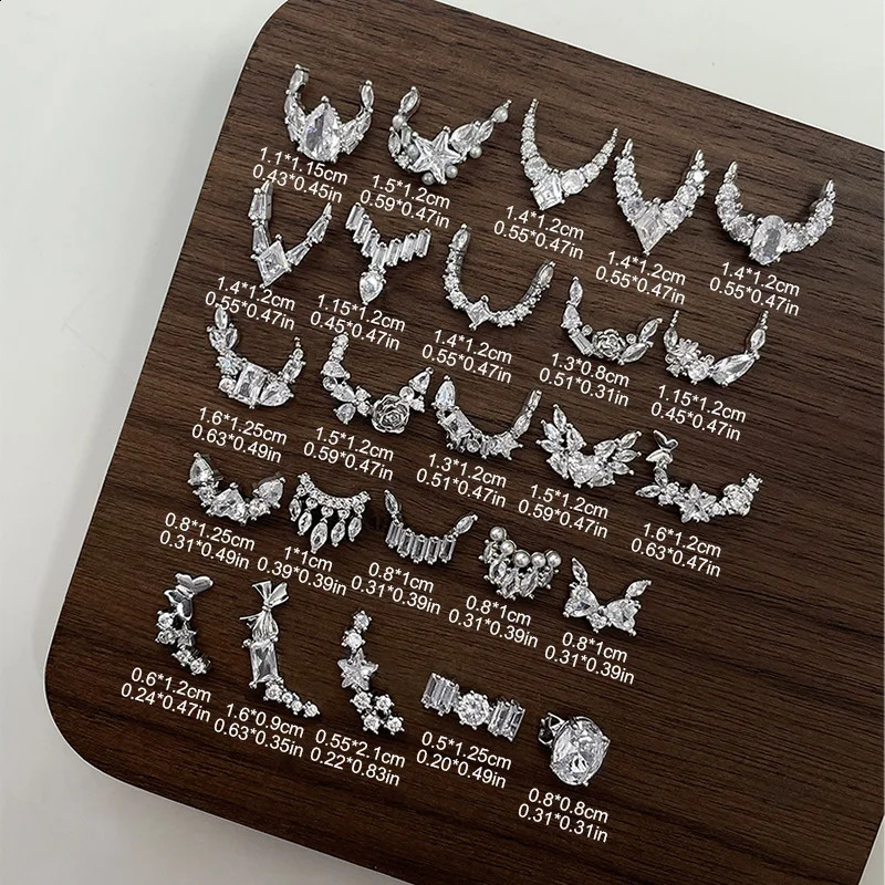 5Pcs Nail Charms Alloy Rhinestones 3D Star Butterfly Heart Necklace Crown Nails Crystal Diamond Nail Art Decoration Accessories 250528