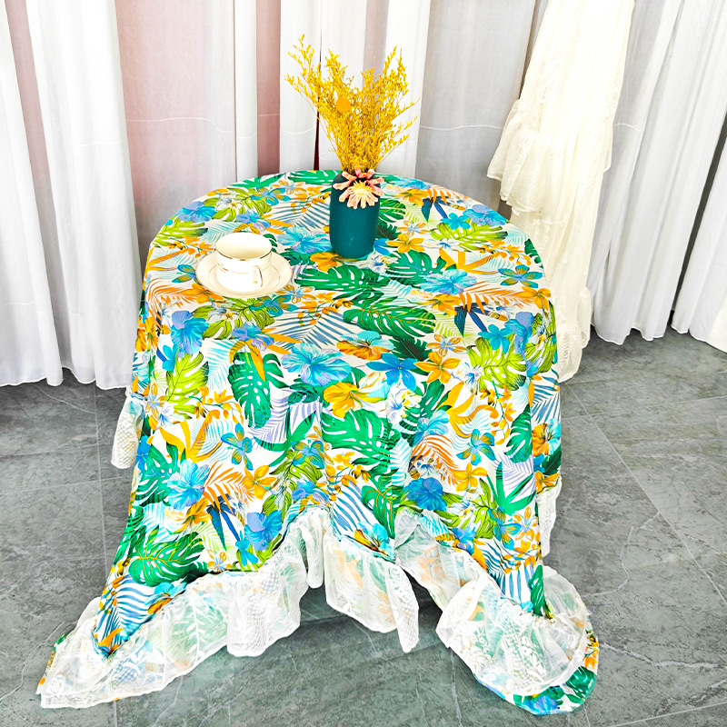 A620 light luxury tea table square tablecloth lace ruffle afternoon tea sun room sea view room pure cotton non-slip decorative cloth