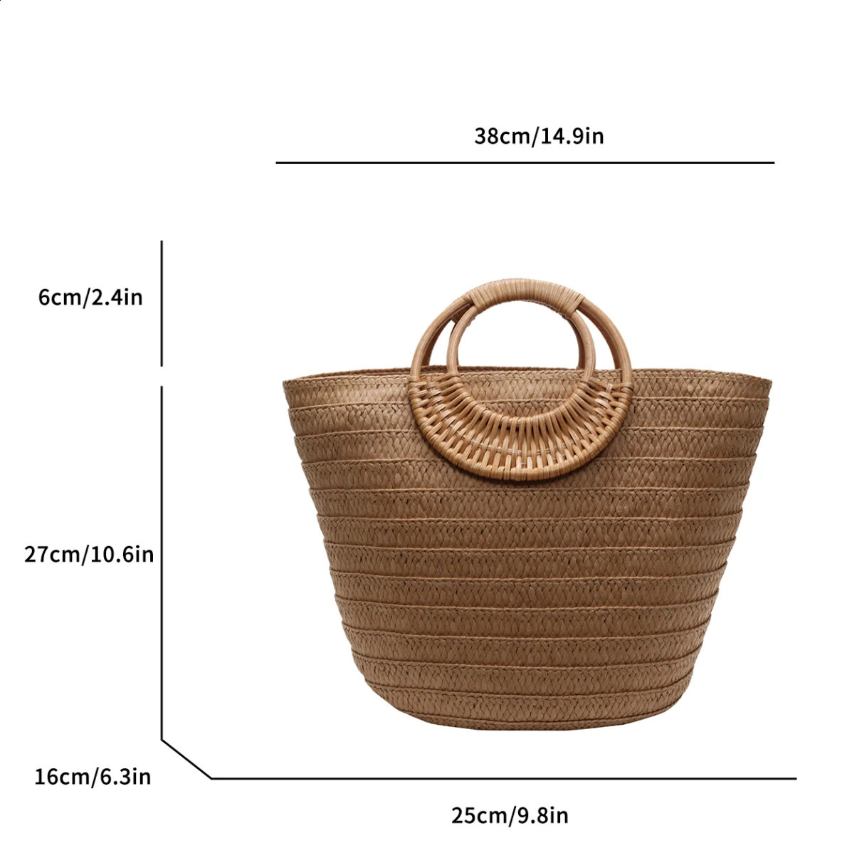 Straw Beach Handbag Handmade Woven Bag Raffia Rattan Tote Women Bohemian Summer Travel Bag Large Capacity Basket Shopping Ba 250530
