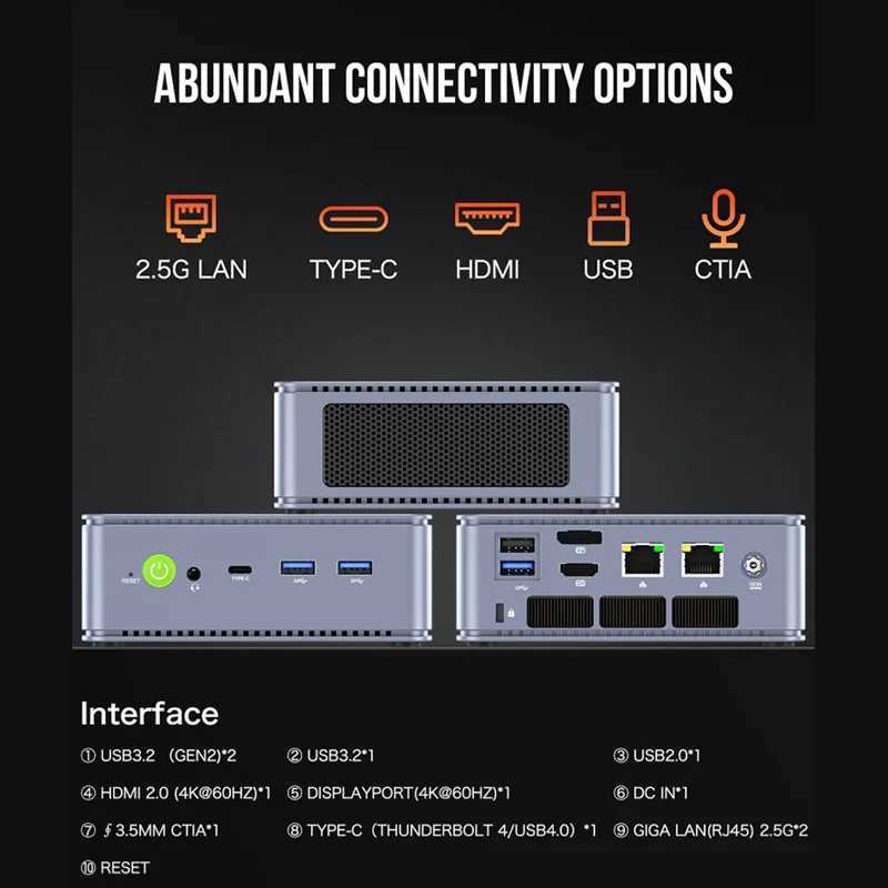 GMKtec Mini Pc GMK K6 AMD R7-7840HS NUCBOX Design of dual fan system Window 11 Pro AMD Radeon 780M T ype-C Thunderbolt 4.0 X250602