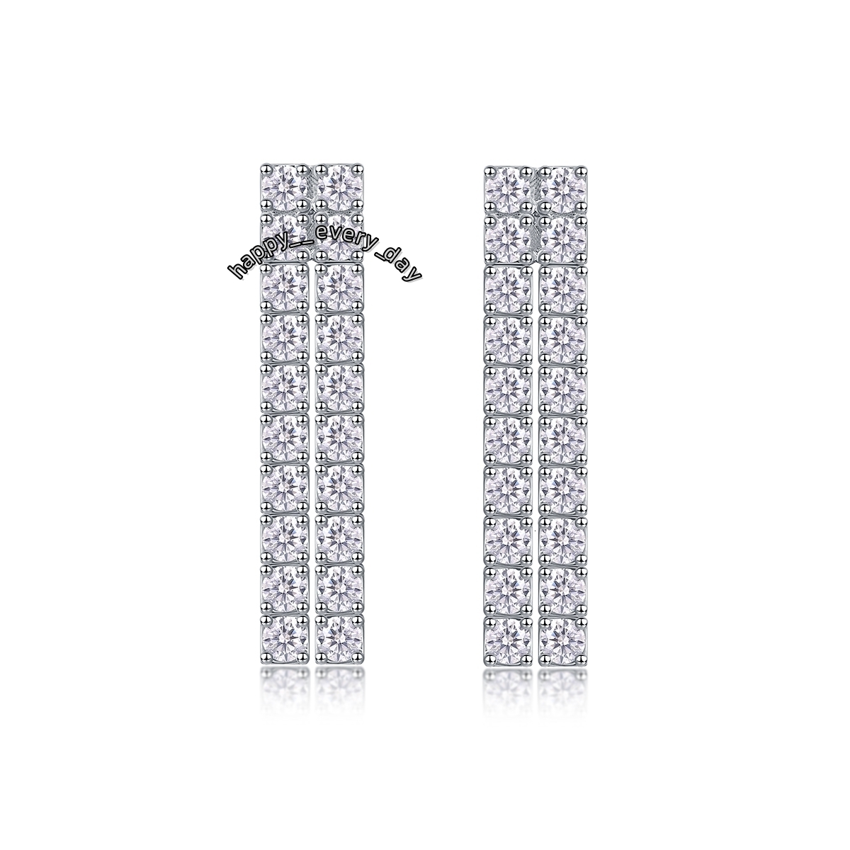 Good Selling Moissanite Diamond Earrings 925 Sterling Silver Fine Jewelry Moissanite Double Row Stud Earring