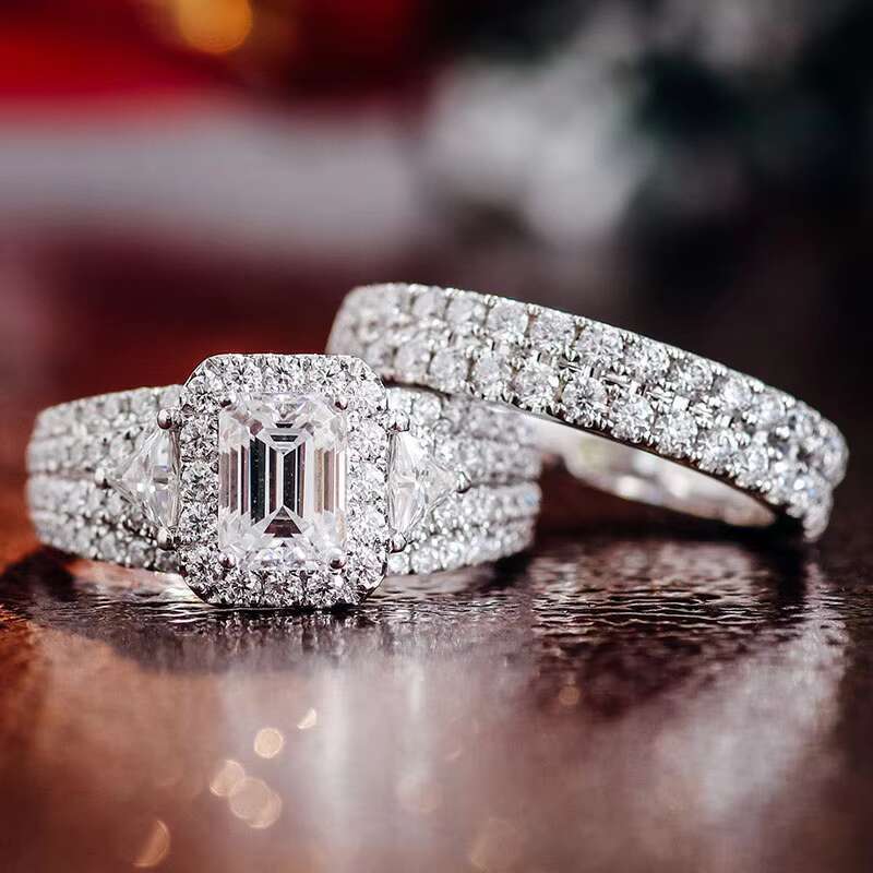 Moissanite Wedding Ring Set Diamond Women Luxury for Bridal Engagement Ring 925 Sterling Silver Gold Plated Womens Ring