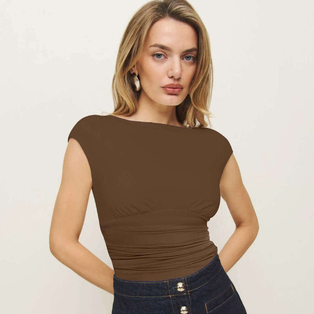 Women's Slim Fit Short Sleeve Summer Solid Color Base T-Shirt New Style 1062