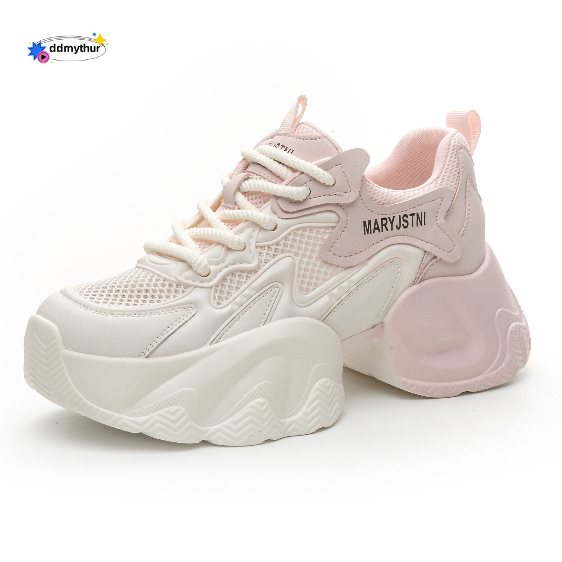 Platform Dad Sneakers 2025 New Summer Versatile Mesh Breathable Casual Sports White Shoes Women ddmythur