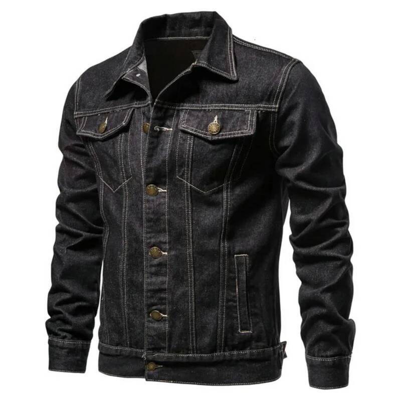 New Autumn Men's Workwear Jeans Jacket Loose Casual Versatile Youthful Male Solid Color Tops Dnim Mens Outwear