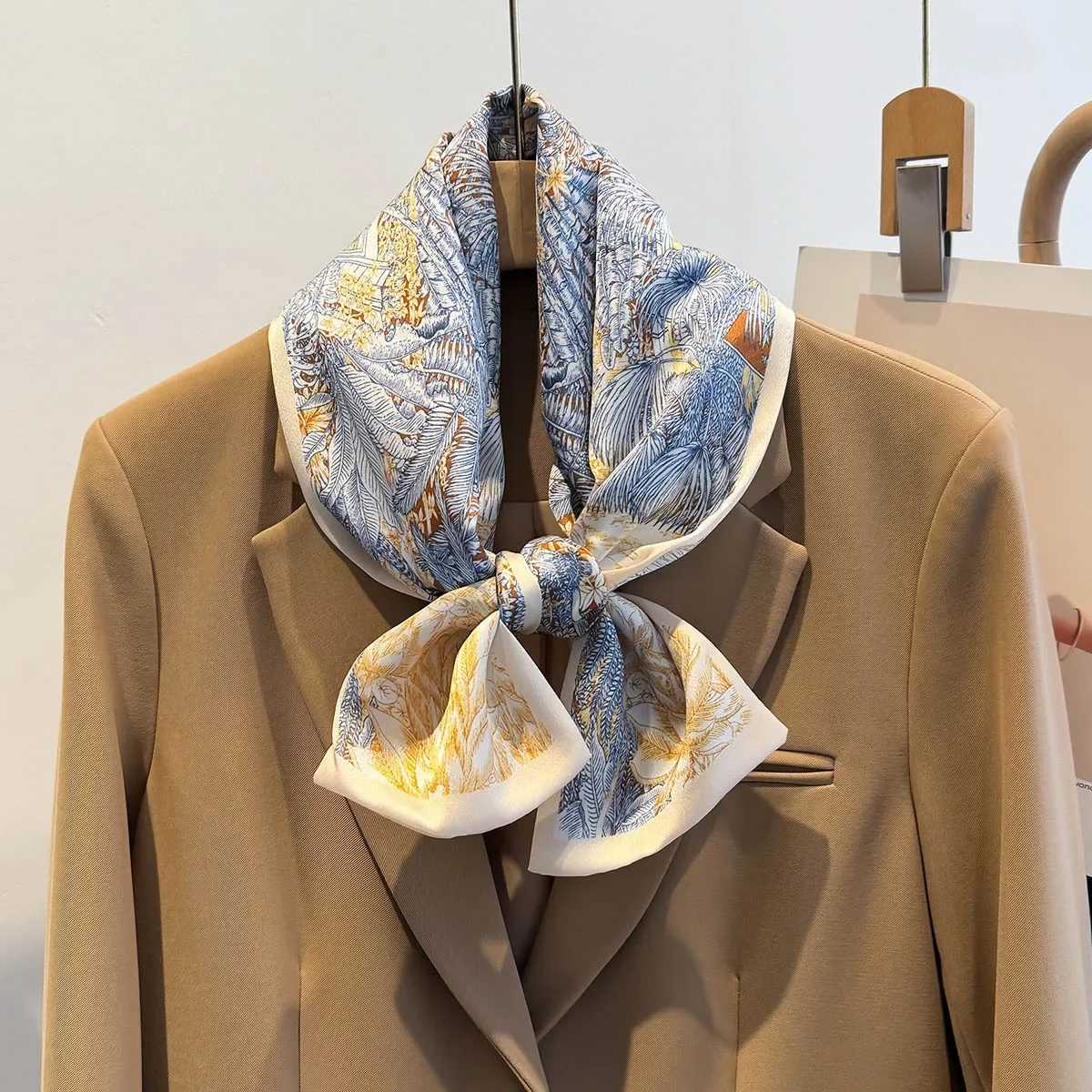 Luxury Design Scarf For Women Soft Satin Headband Neckerchief Foulard Female Hair Scarfs Neck Tie Lady Skinny Scarves W250602