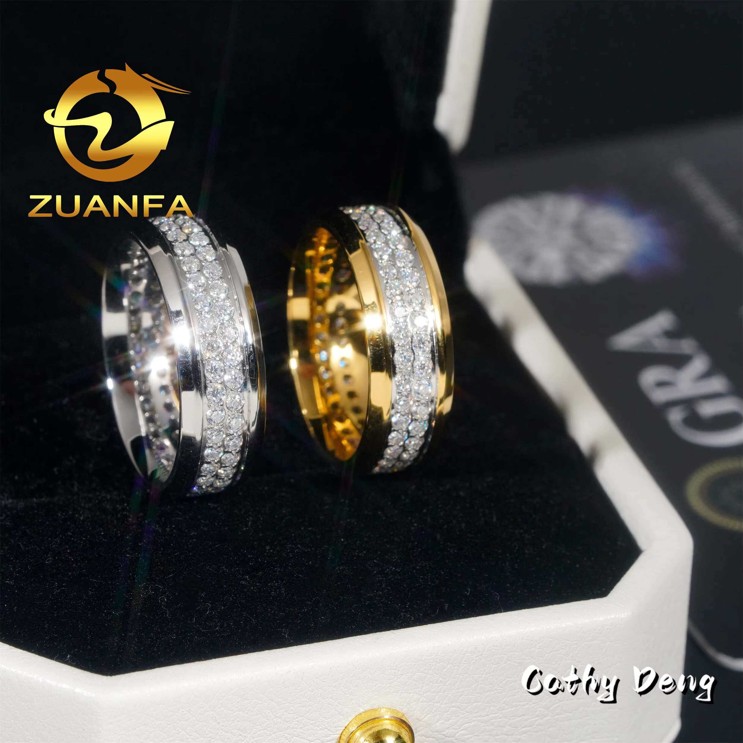 New Arrival Rapper Jewelry 316L Stainless Steel Hip Hop Ring Ice Out Moissanite Men Ring Cuban Ring Wedding Anniversary Gift