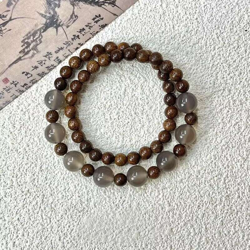 Half City Landscape New Chinese Gold Thread Beaded Sandalwood Double Layer Ancient Style 2024 Versatile Bracelet designer bag