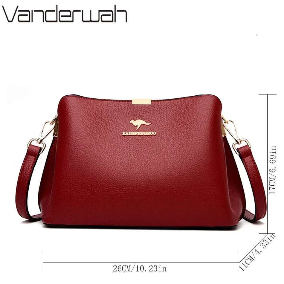 Solid Color Designer High Quality Leather Women's Handbag Purses Multifunctional Ladies Shoulder Messenger Bags Sac Femme